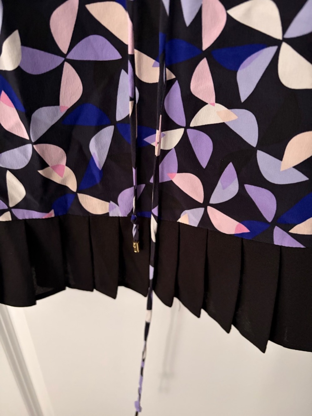 Kate Spade 100% Silk Spinner Shirtdress Geometric Print Drawstring Dress - Large - Picture 9 of 13